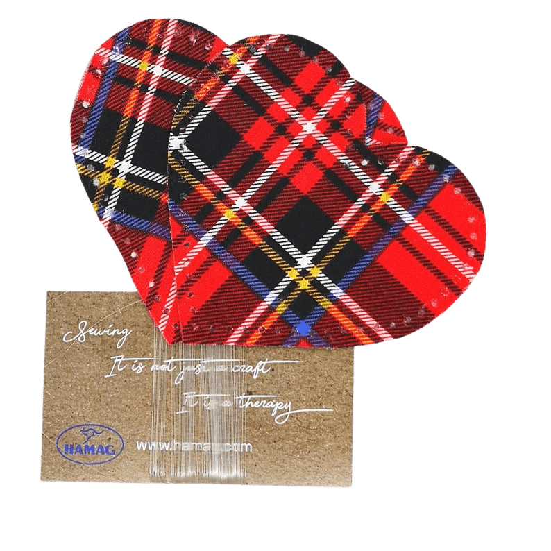 Heart Shaped Tartan Elbow or Knee Patch with Backing