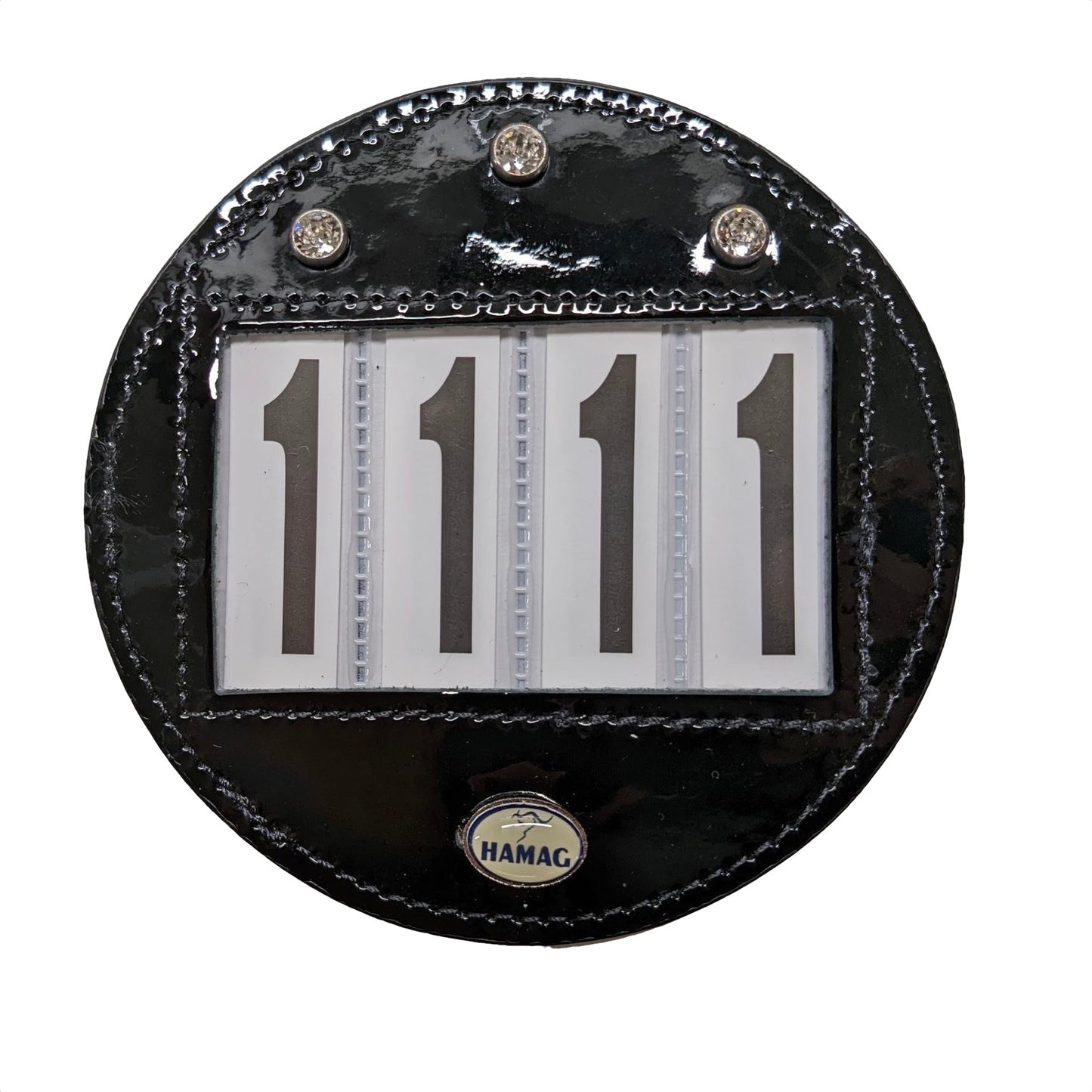 Hamag™ Patent Leather Saddle Cloth Number Holders (Pair) - Round
