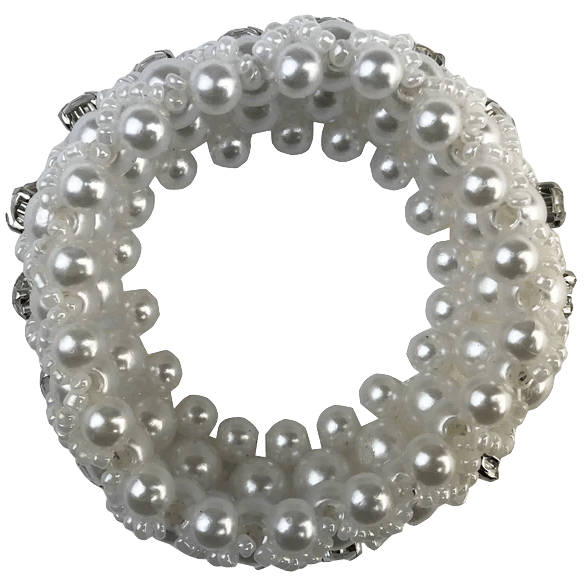 Pearl Hair Scrunchie with Beads and Crystals