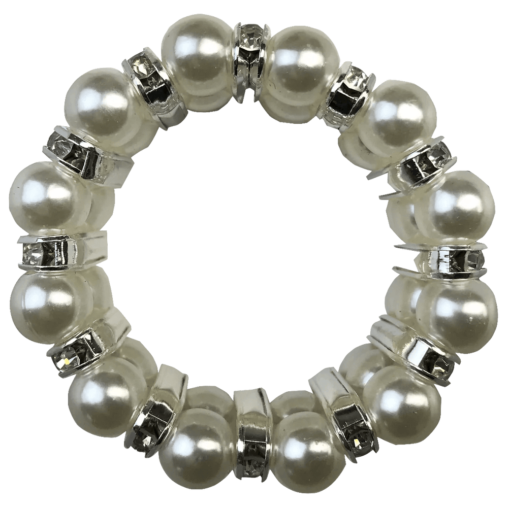 Pearl Hair Scrunchie with Diamantes - 3 Strands