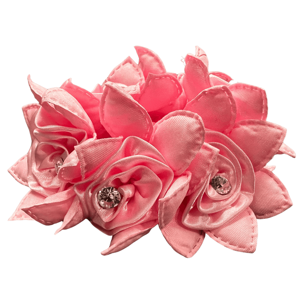 Rose Petal Hair Scrunchie with Crystals