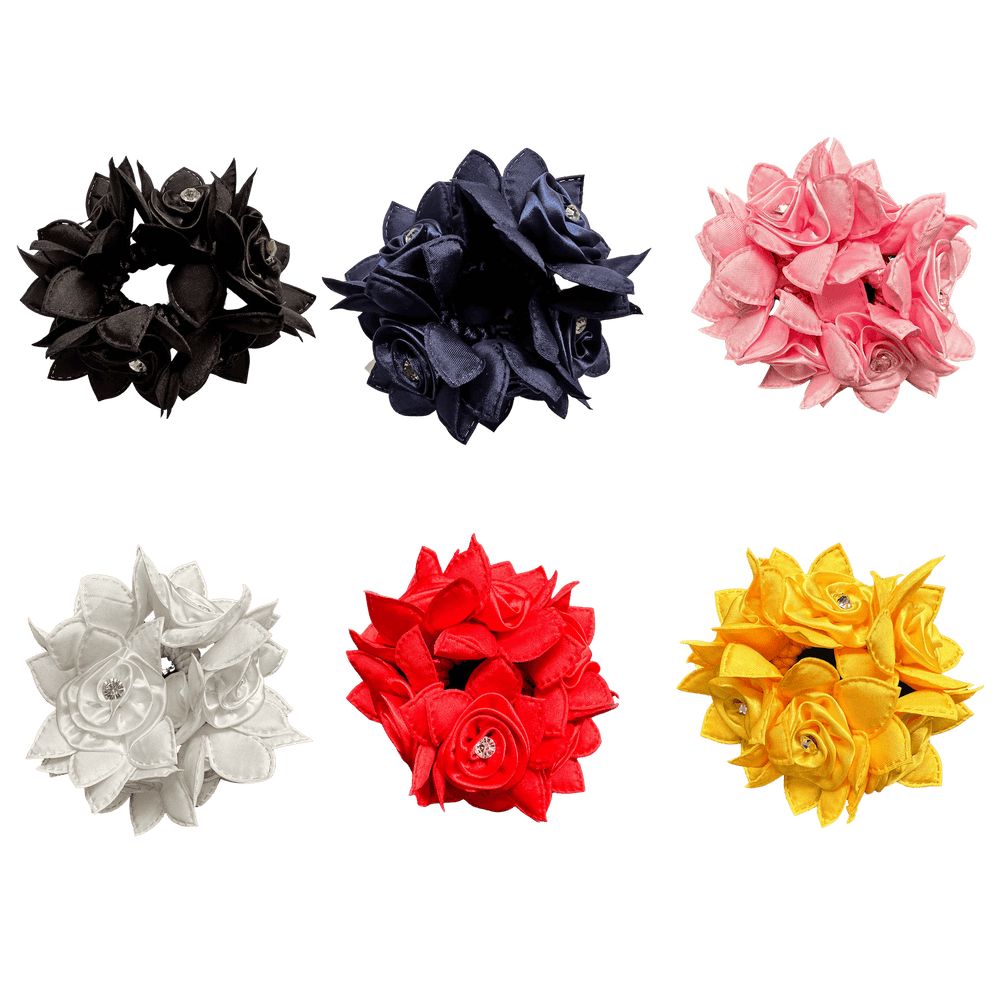 Rose Petal Hair Scrunchie with Crystals