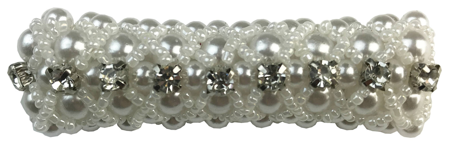 Pearl Hair Scrunchie with Beads and Crystals