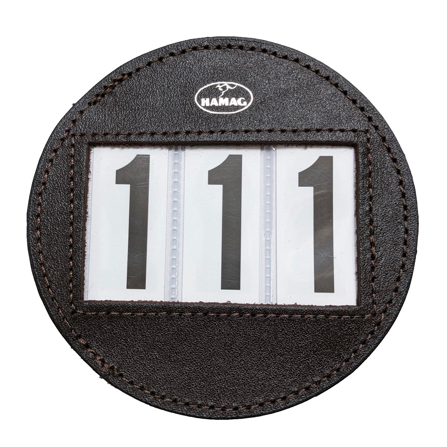 Hamag™ Leather Bridle Number Holders (Pair) - Round