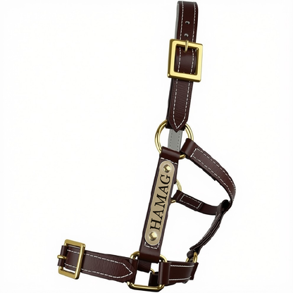PVC Halter Brown - Brass Fittings with Engraved Horse Nameplate