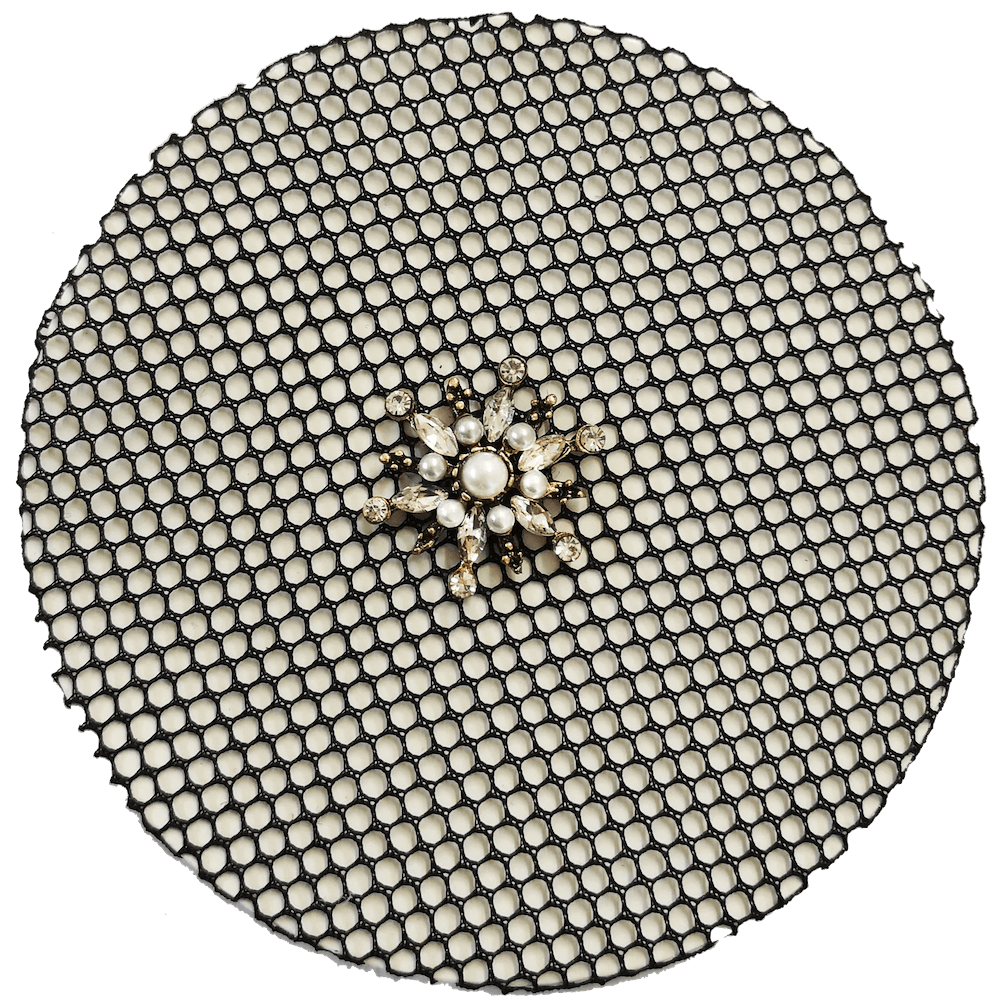 Nylon Hair Bun Net - with Diamante Floret