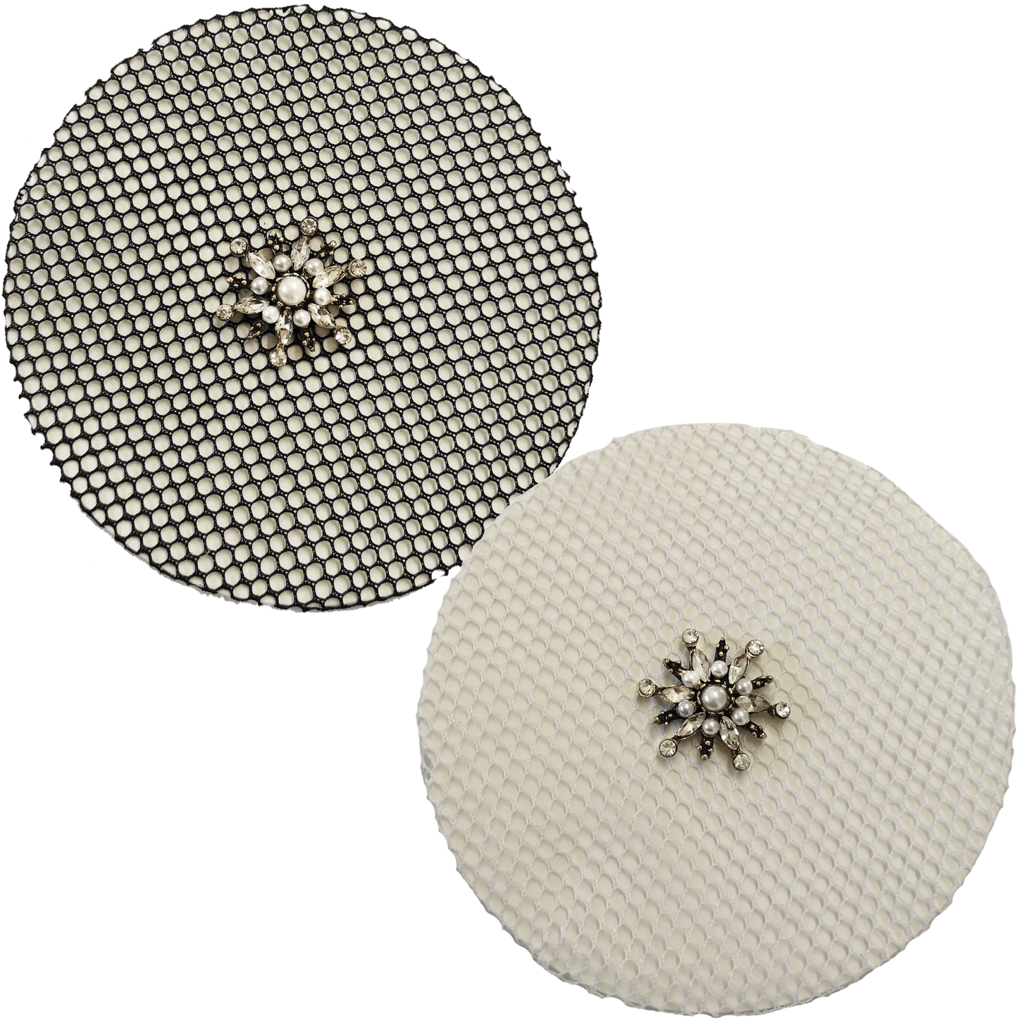 Nylon Hair Bun Net - with Diamante Floret