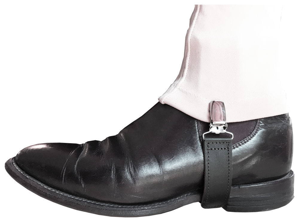 Hamag™ Leather Jodhpur Clips - No Elastic/Black