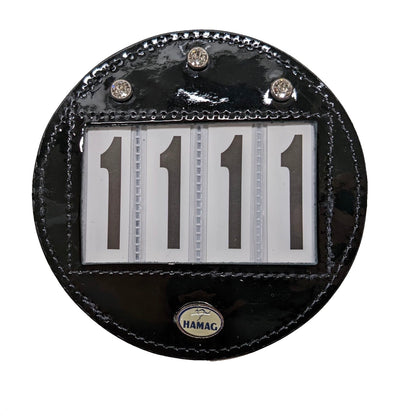 Hamag™ Patent Leather Bridle Number Holders (Pair) - Round