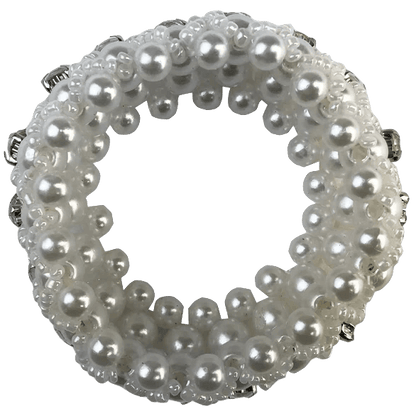 Pearl Hair Scrunchie with Beads and Crystals