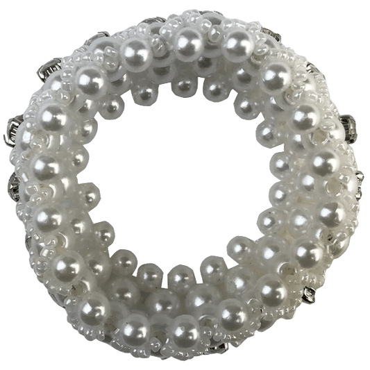 Pearl Hair Scrunchie with Beads and Crystals