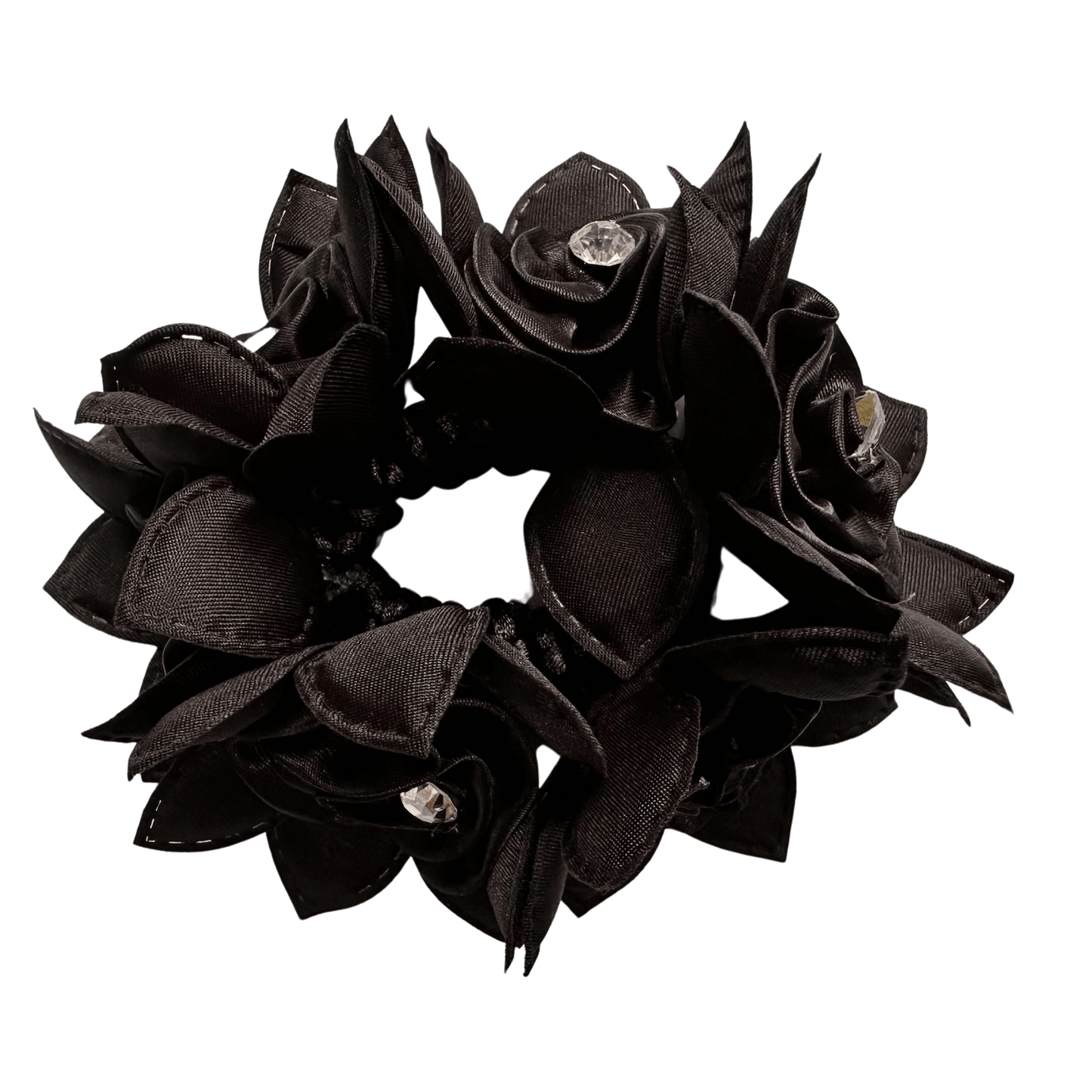 Rose Petal Hair Scrunchie with Crystals