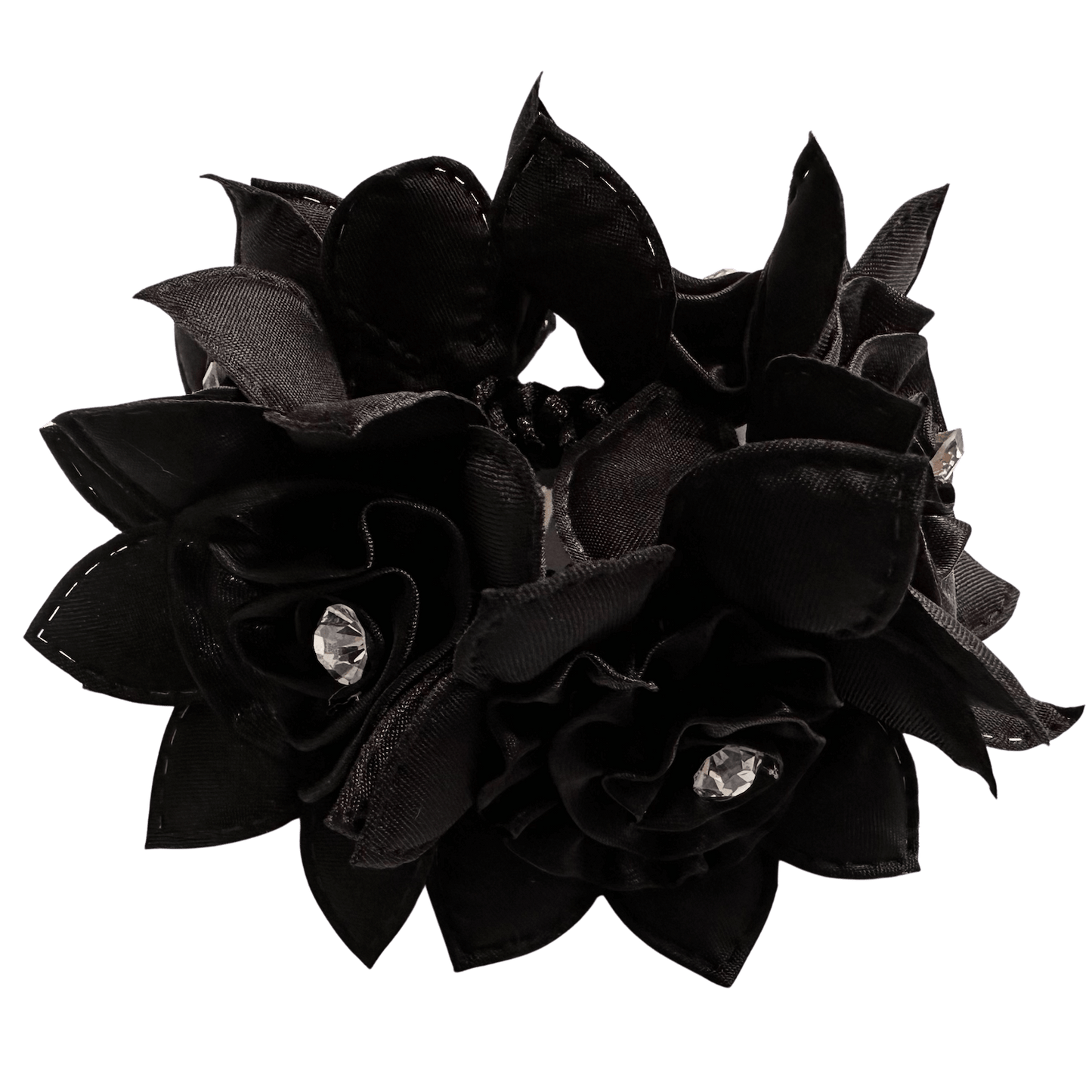 Rose Petal Hair Scrunchie with Crystals