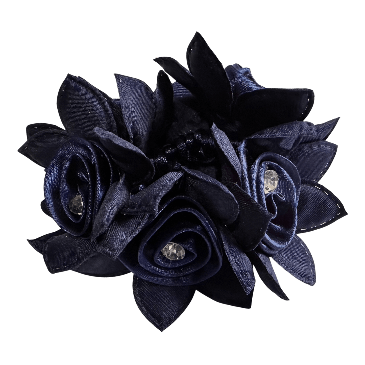 Rose Petal Hair Scrunchie with Crystals