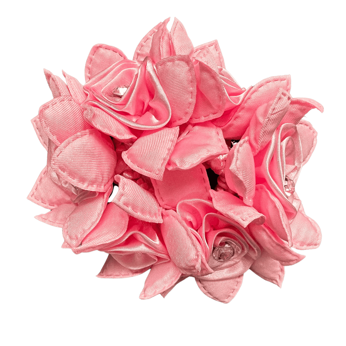 Rose Petal Hair Scrunchie with Crystals