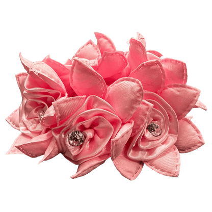 Rose Petal Hair Scrunchie with Crystals