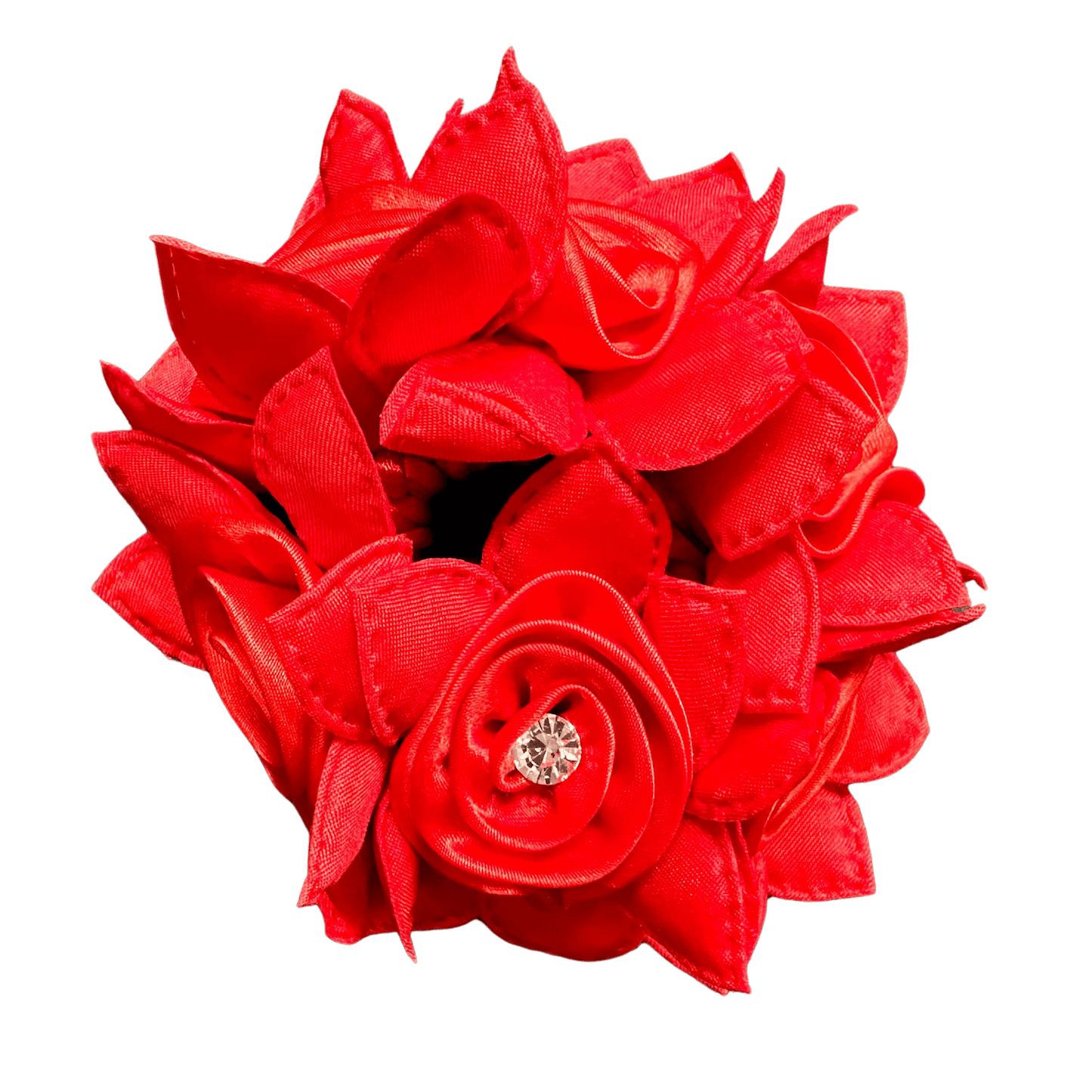 Rose Petal Hair Scrunchie with Crystals