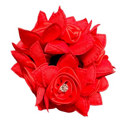 Rose Petal Hair Scrunchie with Crystals