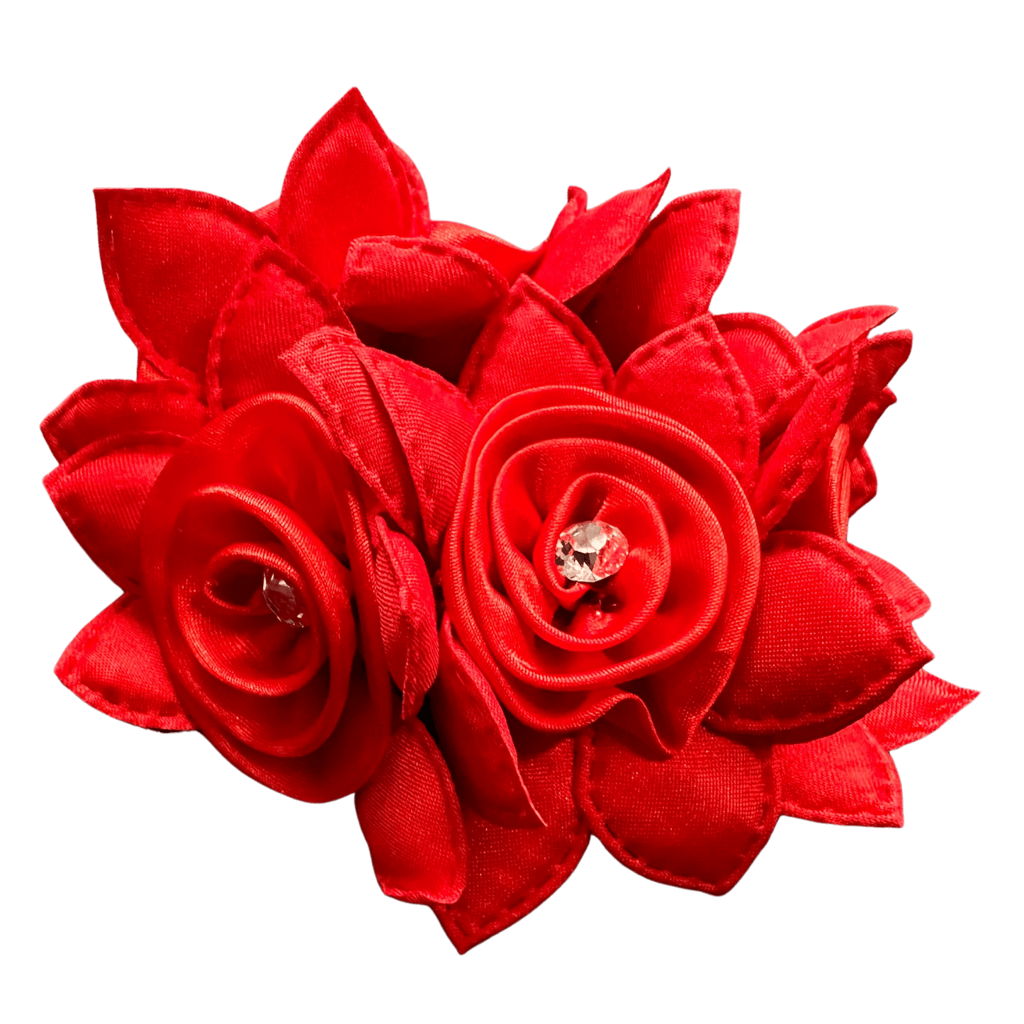 Rose Petal Hair Scrunchie with Crystals