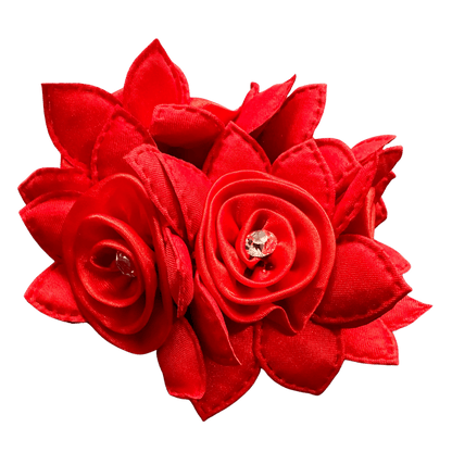 Rose Petal Hair Scrunchie with Crystals