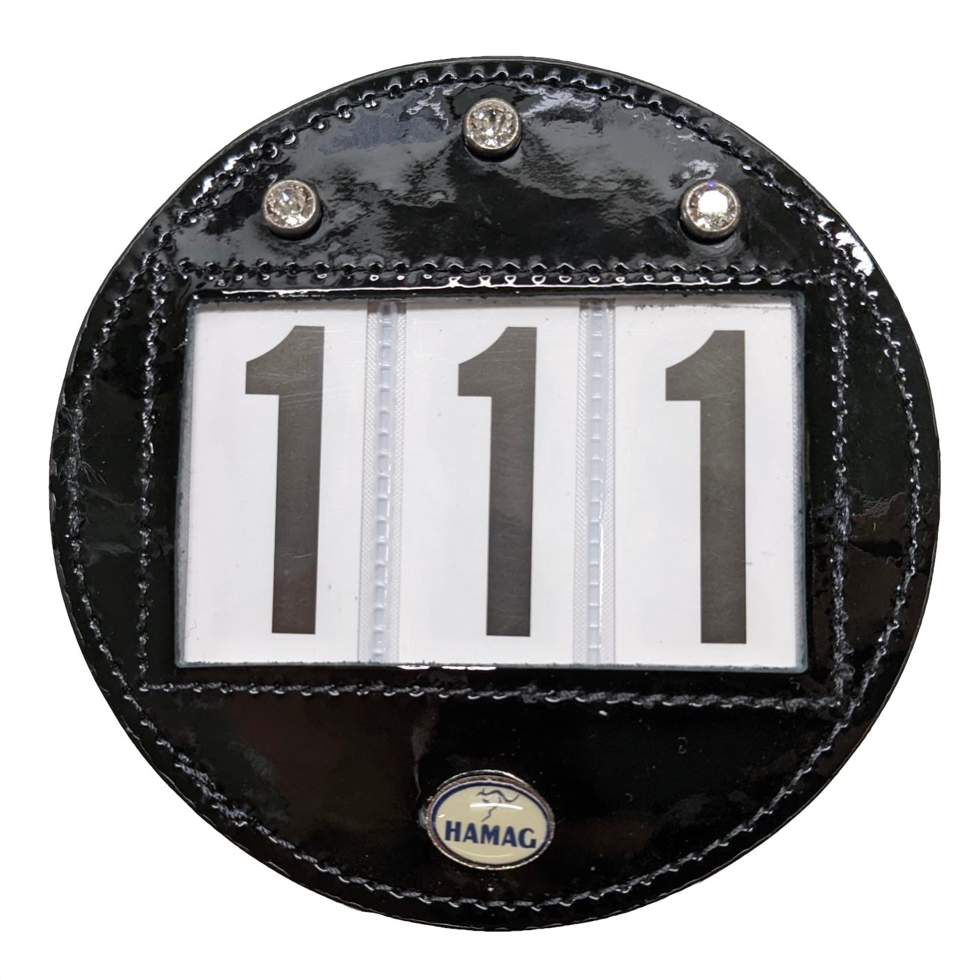 Hamag™ Patent Leather Saddle Cloth Number Holders (Pair) - Round