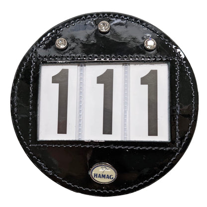 Hamag™ Patent Leather Saddle Cloth Number Holders (Pair) - Round
