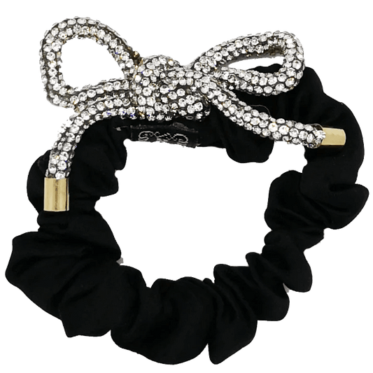 Satin Hair Scrunchie with Diamante Bow
