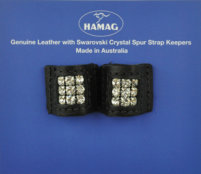 Leather Spur Strap Keepers With Swarovksi Crystal (Pair)