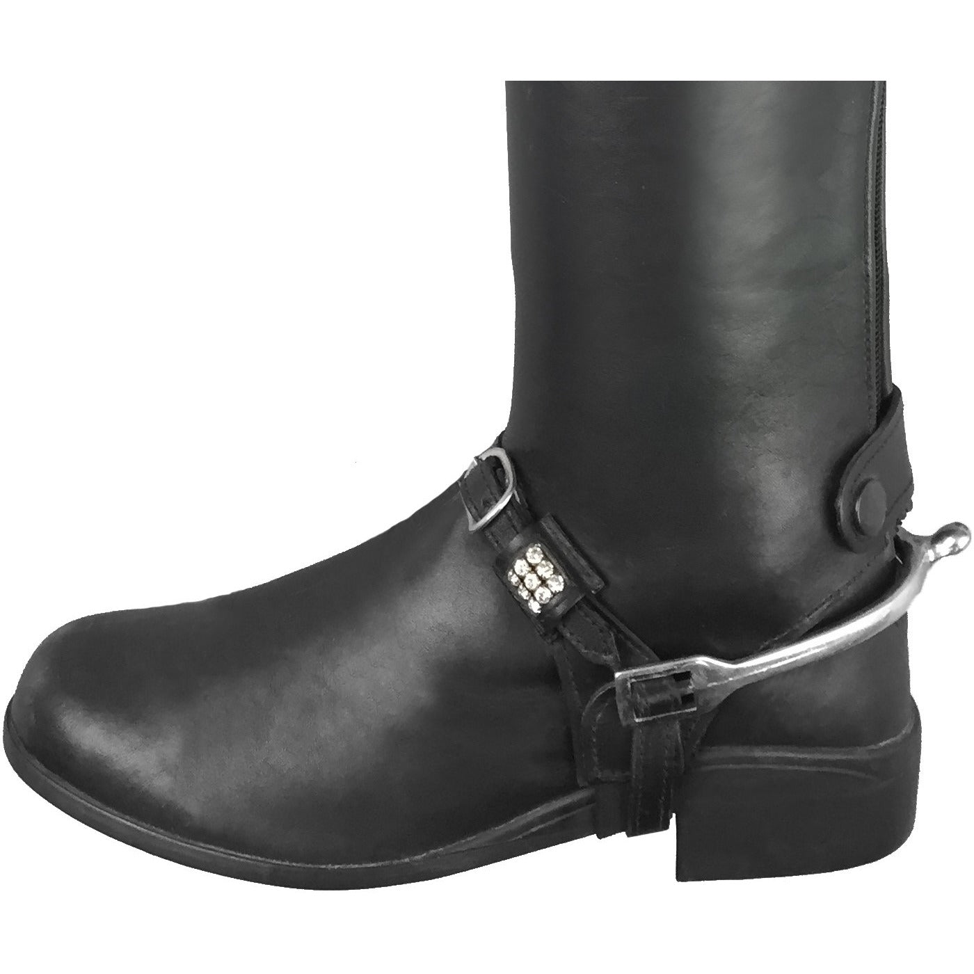 Leather Spur Strap Keepers With Swarovksi Crystal (Pair)