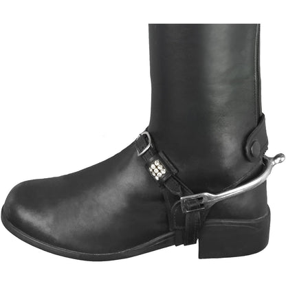 Leather Spur Strap Keepers With Swarovksi Crystal (Pair)