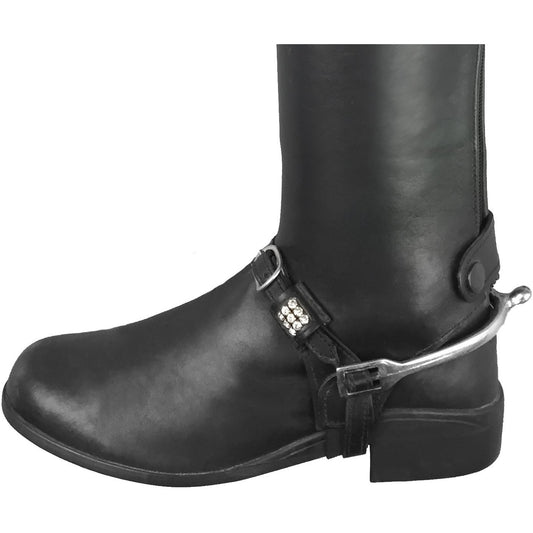 Leather Spur Strap Keepers With Swarovksi Crystal (Pair)