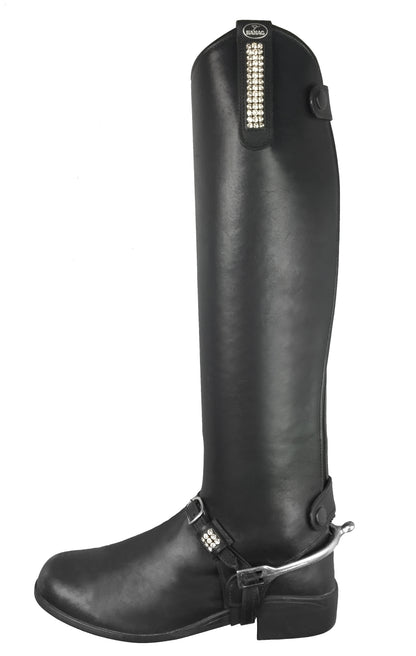Leather Spur Strap Keepers With Swarovksi Crystal (Pair)