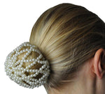 Pearl Hair Bun Net - with Crystals