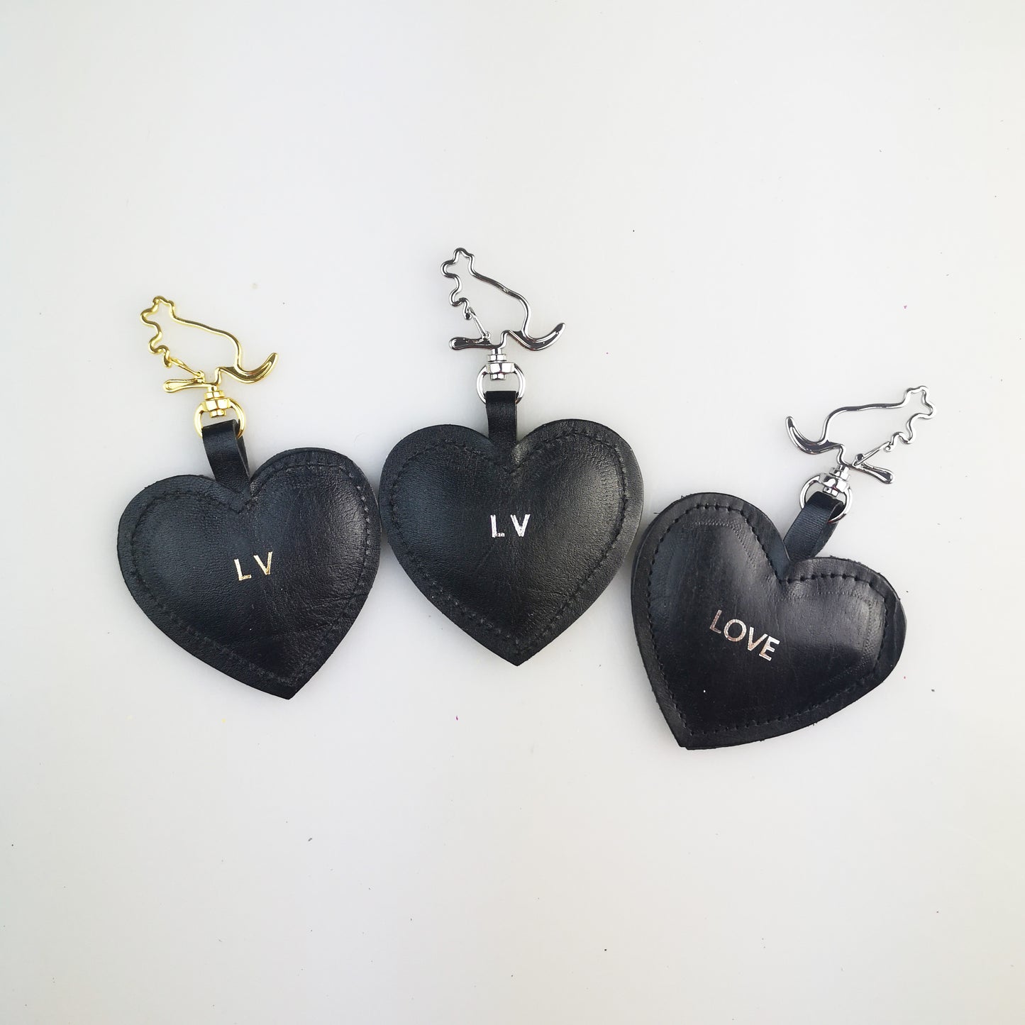 Personalised Heart Shape Kangaroo Leather Keychain with Kangaroo Hook