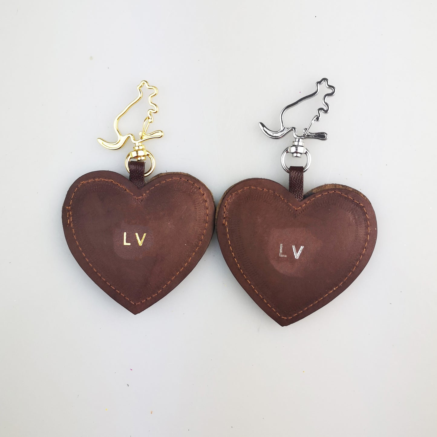 Personalised Heart Shape Kangaroo Leather Keychain with Kangaroo Hook