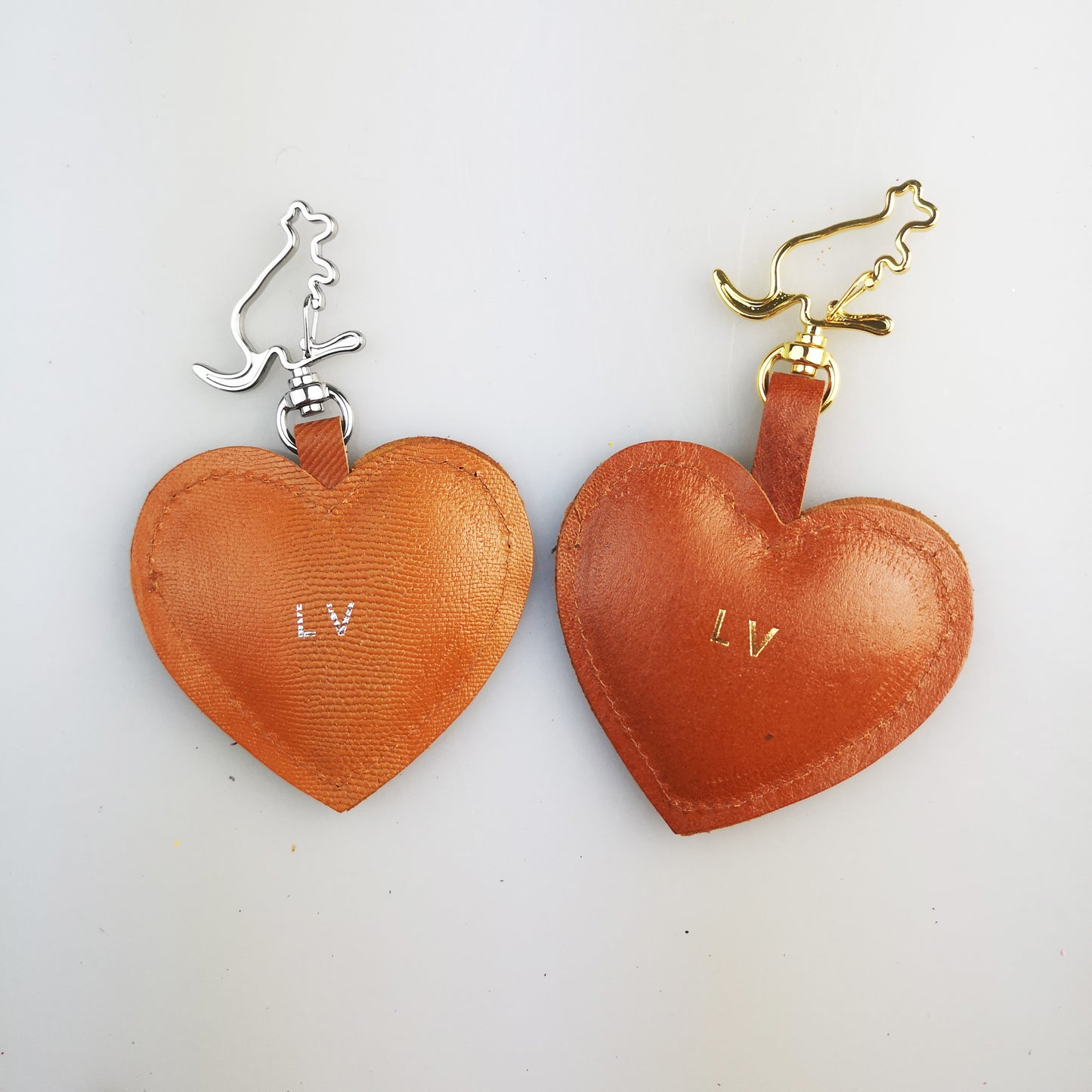Personalised Heart Shape Kangaroo Leather Keychain with Kangaroo Hook