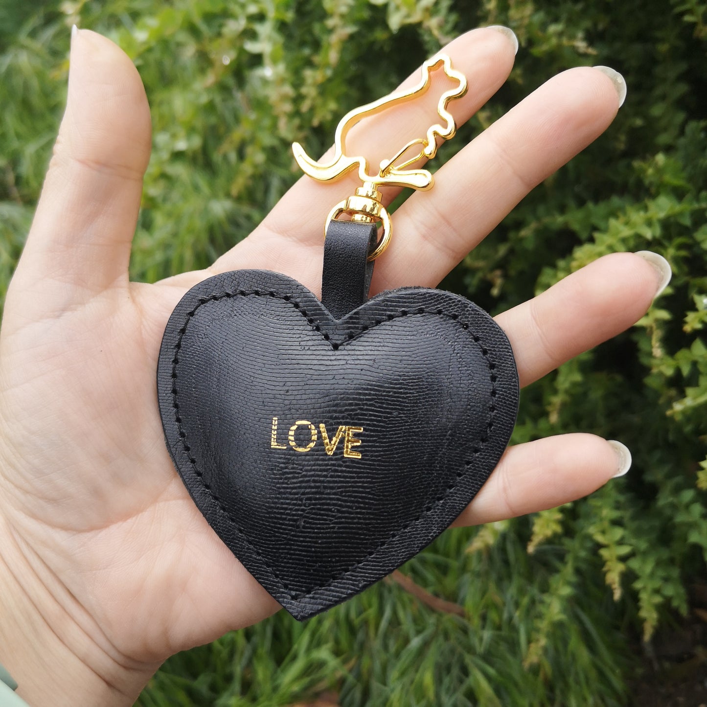 Personalised Heart Shape Kangaroo Leather Keychain with Kangaroo Hook
