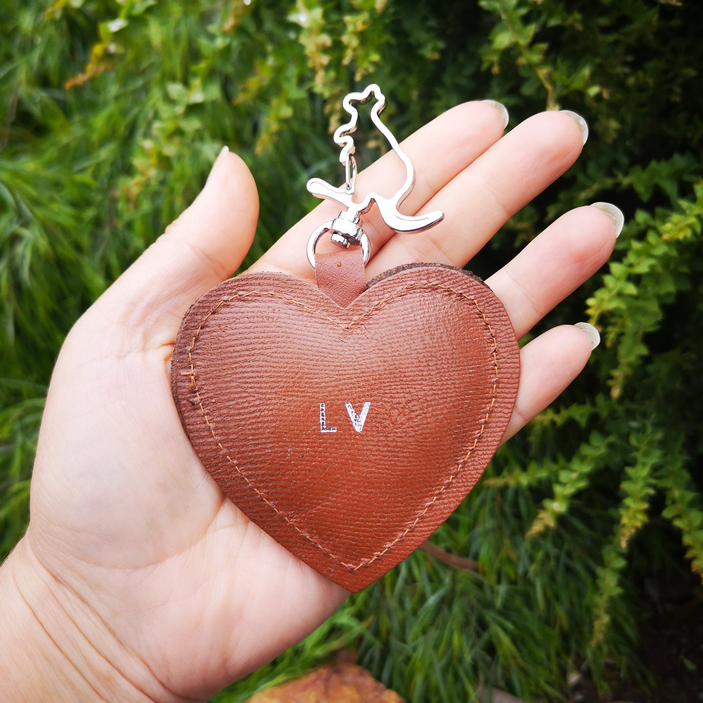 Personalised Heart Shape Kangaroo Leather Keychain with Kangaroo Hook