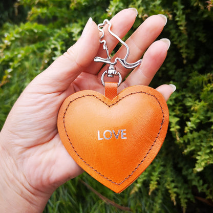 Personalised Heart Shape Kangaroo Leather Keychain with Kangaroo Hook
