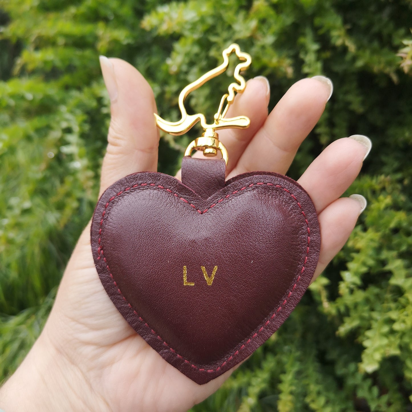 Personalised Heart Shape Kangaroo Leather Keychain with Kangaroo Hook