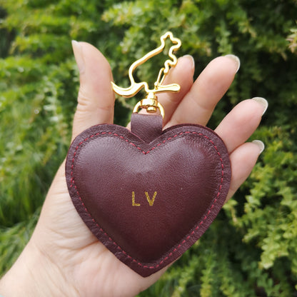 Personalised Heart Shape Kangaroo Leather Keychain with Kangaroo Hook