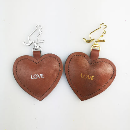 Personalised Heart Shape Kangaroo Leather Keychain with Kangaroo Hook