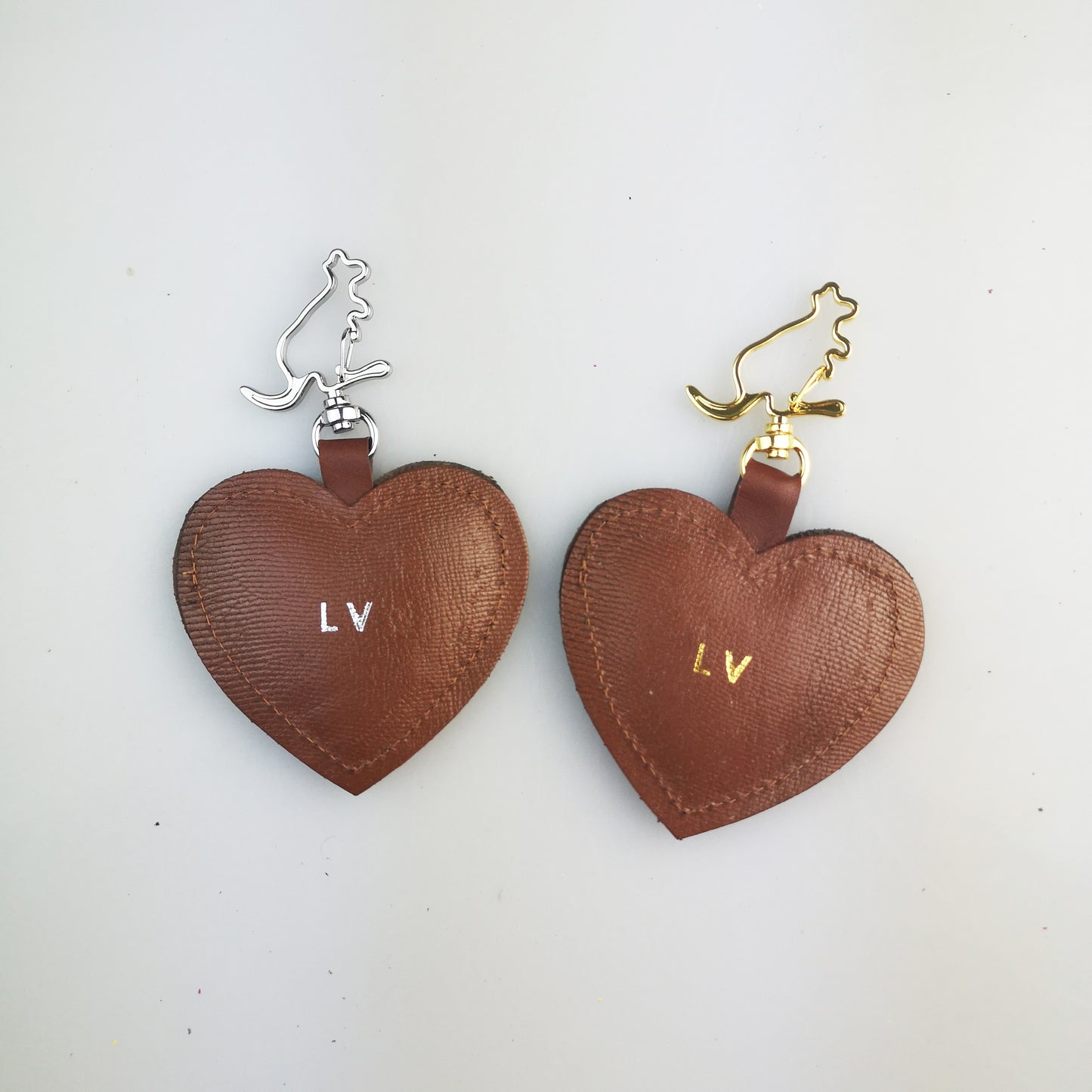 Personalised Heart Shape Kangaroo Leather Keychain with Kangaroo Hook