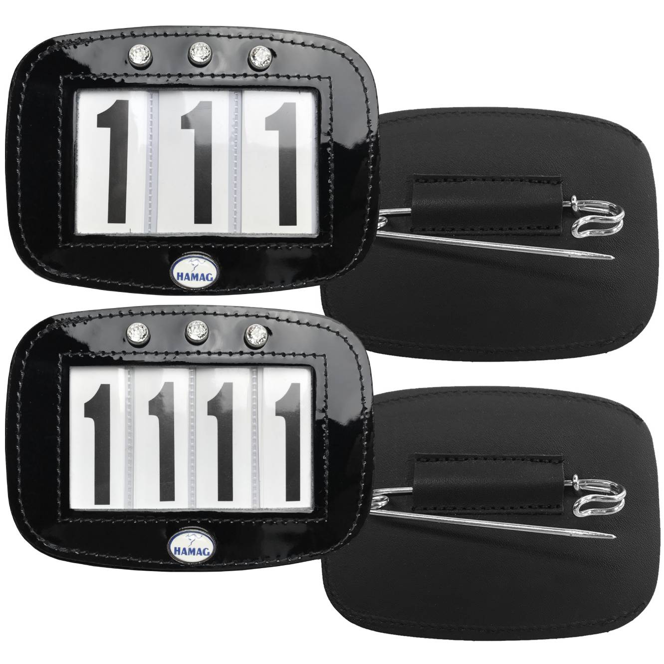 Hamag™ Patent Leather Saddle Cloth Number Holders (Pair)