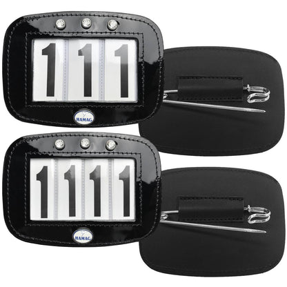Hamag™ Patent Leather Saddle Cloth Number Holders (Pair)