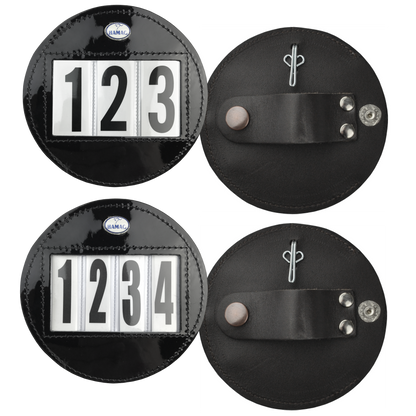 Hamag™ Patent Leather Bridle Number Holders (Pair) - Round