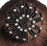 Pearl Bun Hair Net with Crystals