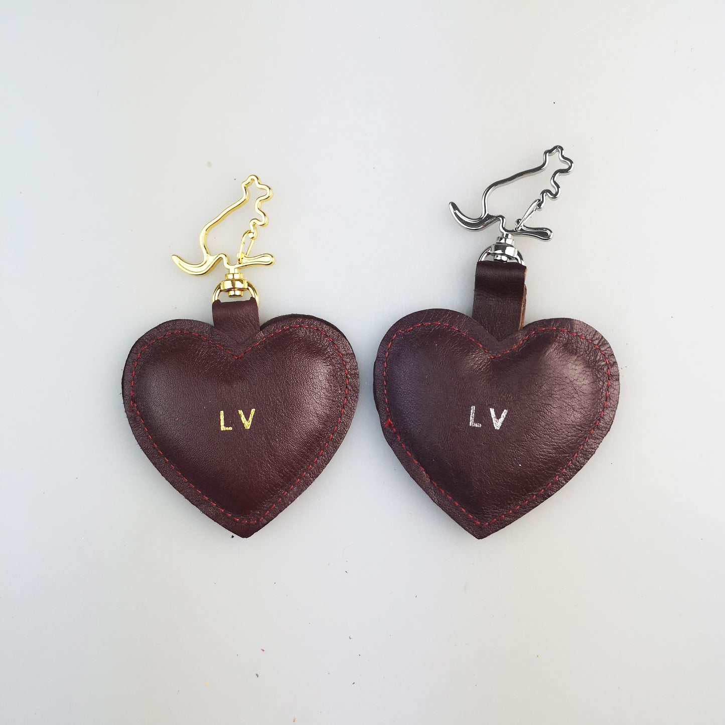 Personalised Heart Shape Kangaroo Leather Keychain with Kangaroo Hook