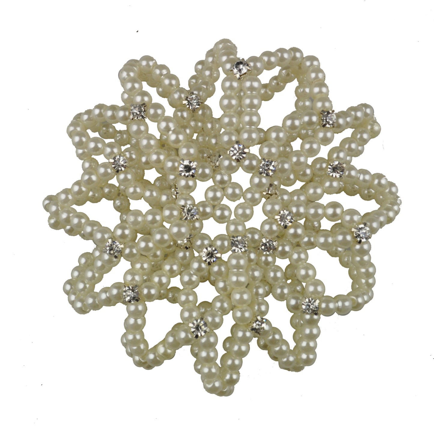 Pearl Hair Bun Net - with Crystals