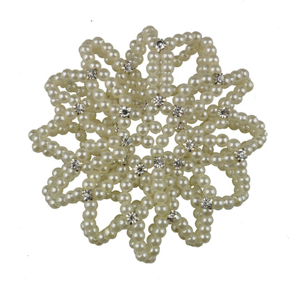 Pearl Hair Bun Net - with Crystals